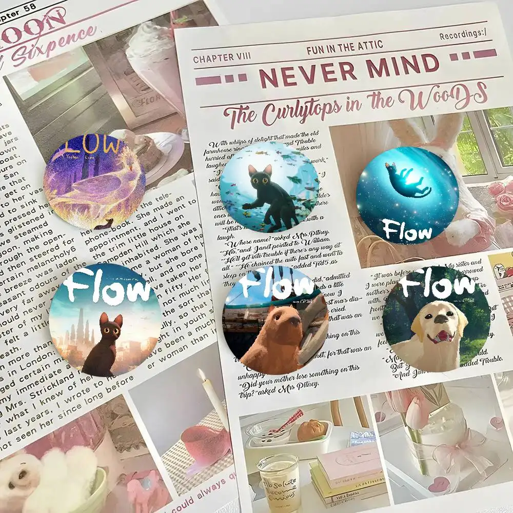 Cartoon Movie F-Flow Round Badge Lapel Pins For Backpacks Briefcase Laser Brooch Clothes Gifts