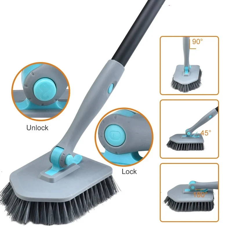 Three-In-One Long-Handled Cleaning Brush Multi-Functional Bathroom Brush Window Brush And Household Cleaning Tool