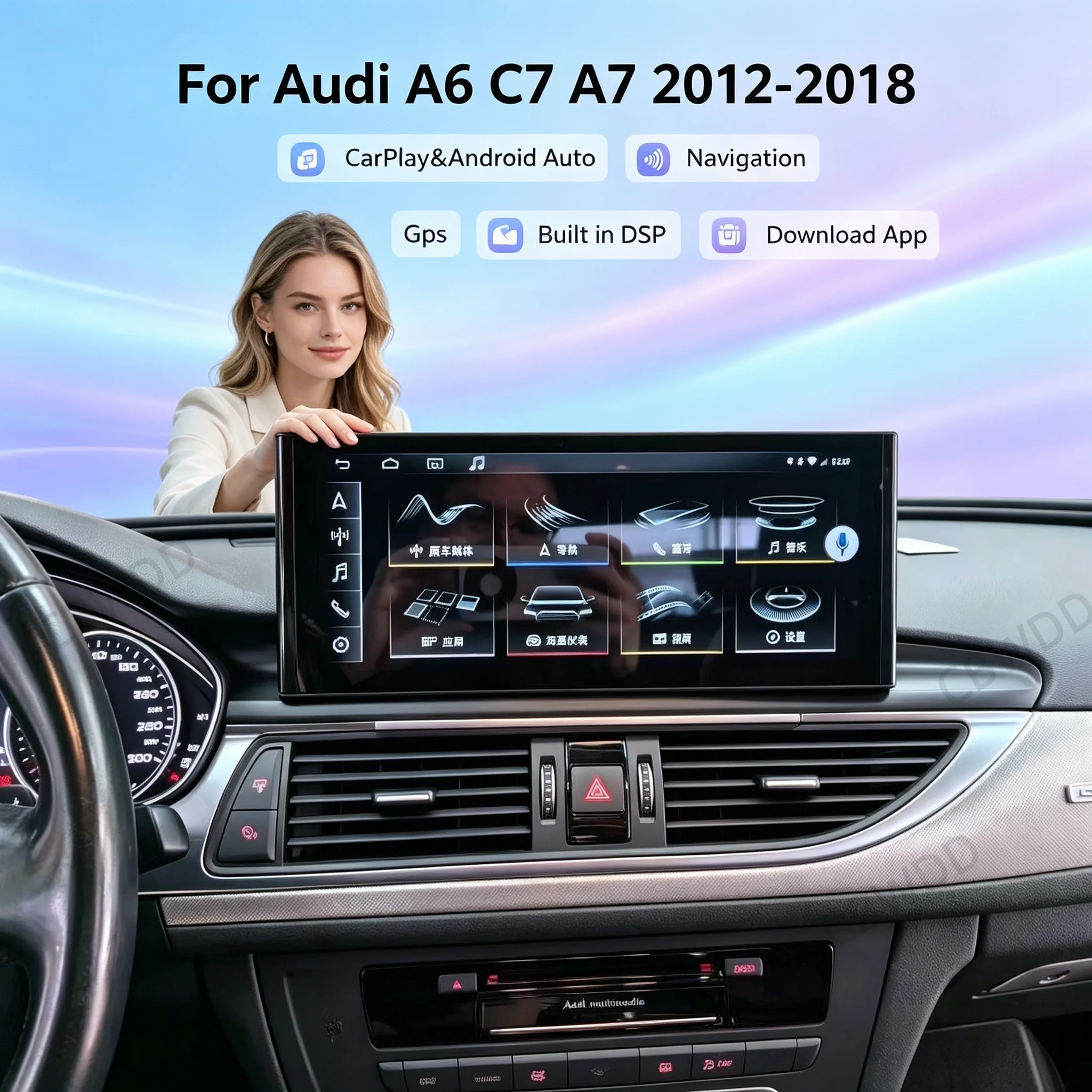 RHD 12.3 Inch Android 16 Touch Screen For Audi A6 A7 2012 - 2019 Car Accessories Carplay Monitor Multimedia Auto Radio Player