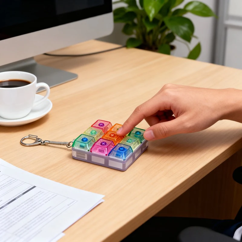 2026 LED 9 Grid Transparent Button Stress Relief Toy Fingertip Pressing Emits Light Relieves Anxiety Releases Stress Desktop Toy