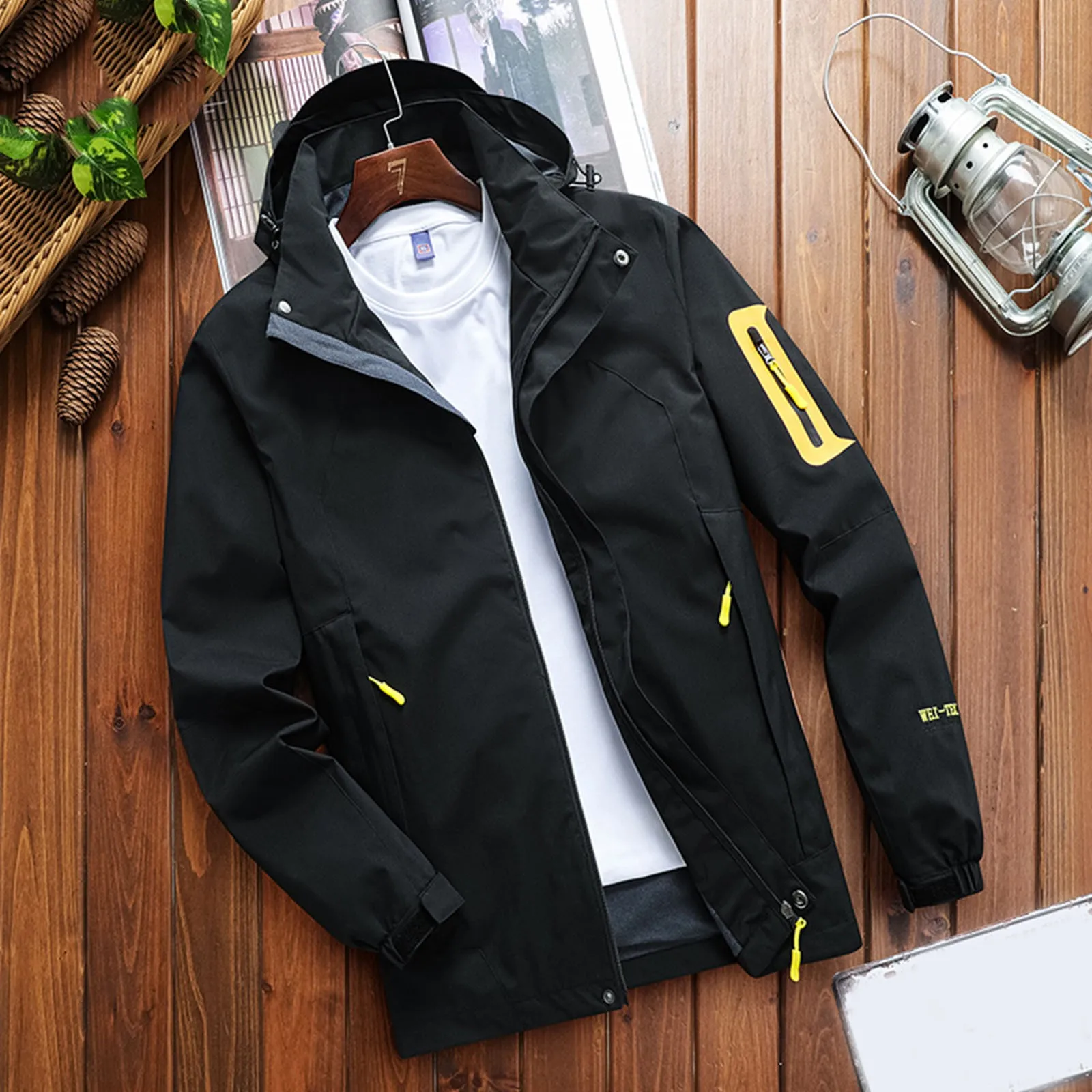 Male Spring And Autumn Three In One Detachable Two Piece Youth Outdoor Long Sleeved Hooded Color Block Jacket A7x Jacket