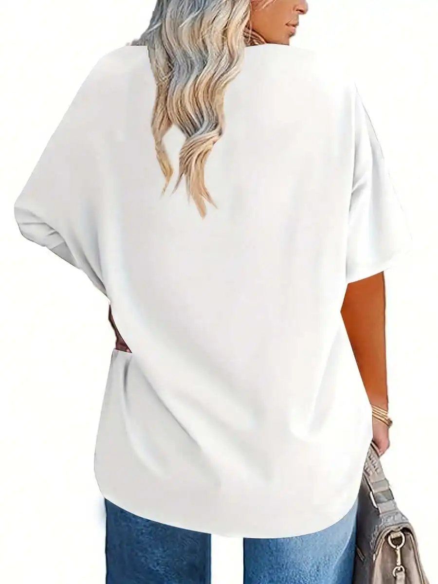 Women's Crew Neck Short Sleeve Graphic T-Shirt, Leopard USA Flag 