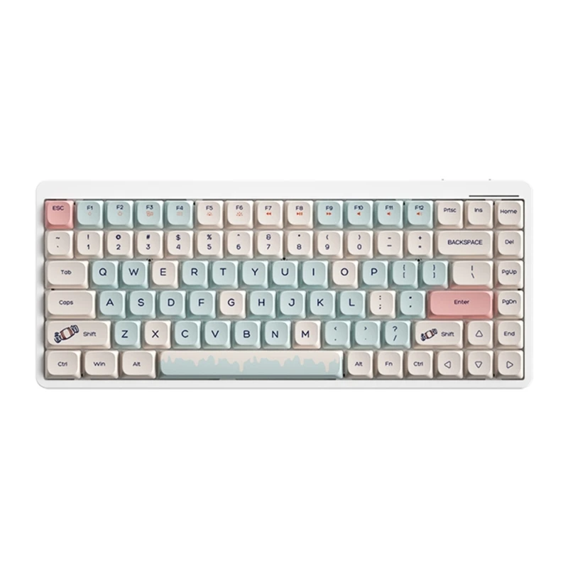 Wired/2.4G BT 5.0 YK75 White Backlight Mechanical Gaming Keyboard 75% Double Shot PBT Keycaps Compact Keyboard Dropship