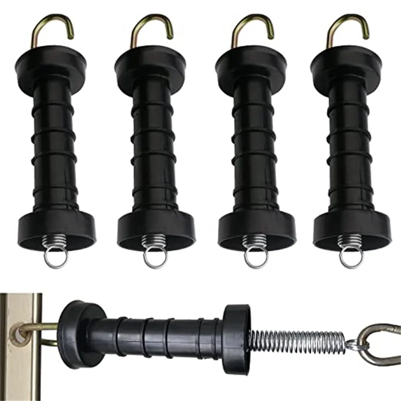 10PCS Insulated Fence Plastic Gate Handle for Farm Amimal Livestock Heavy Duty Electric Fence Gate Handle with Spring and hook