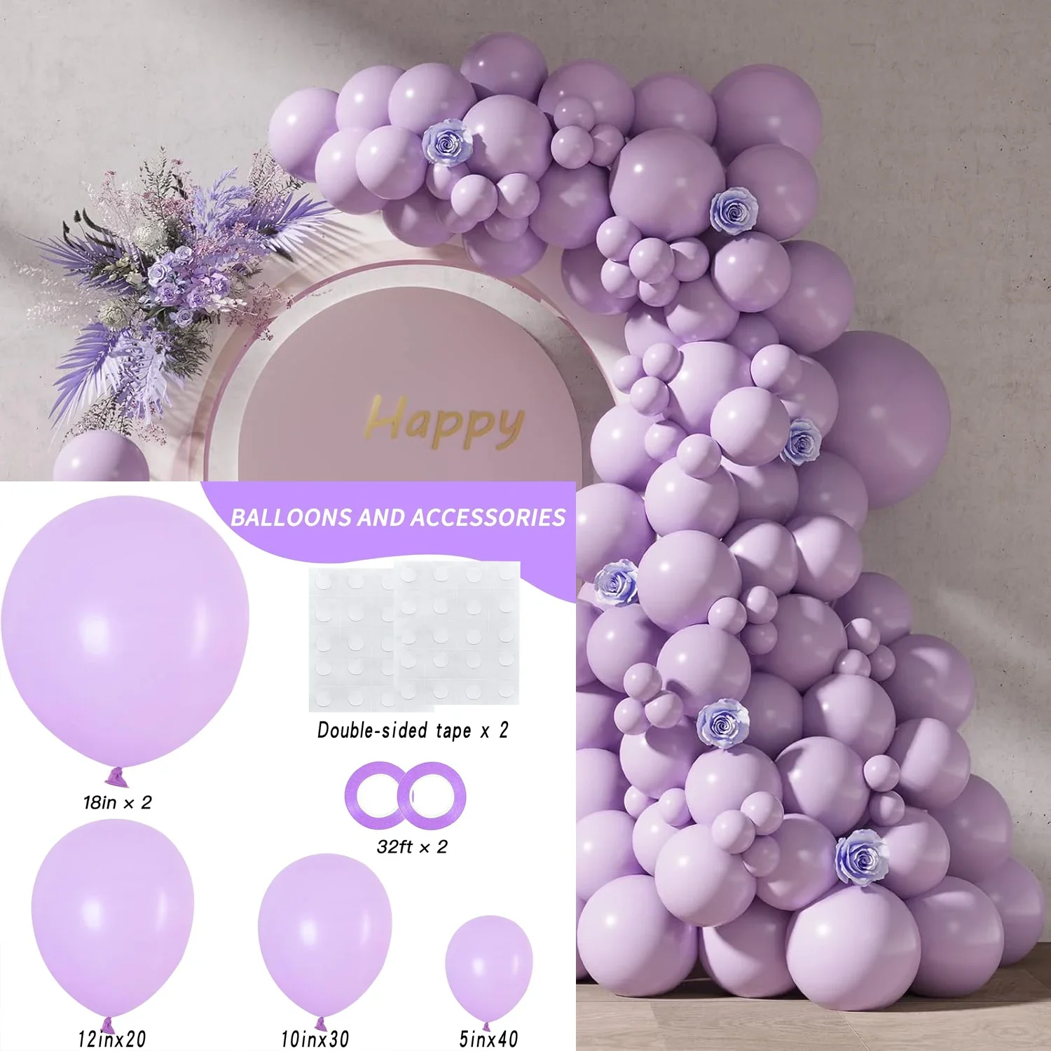 96-teiliges Macaron-Pastell-Ballonset - Regenbogenfarbene Latexballons für Geburtstag, Hochzeit, Babyparty, Partydekoration – Detail 9