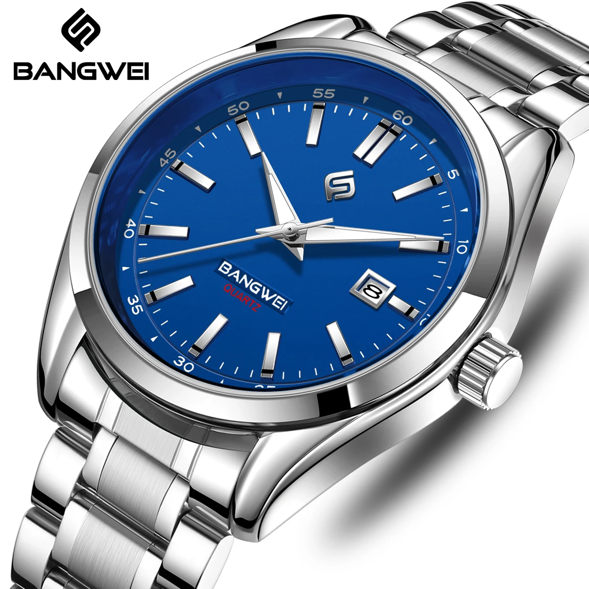 LIGE Brand Bangwei Fashion Luxury Quartz Man Watch Business Stainless Steel Classic Simple Waterproof Date Watches for Men Reloj