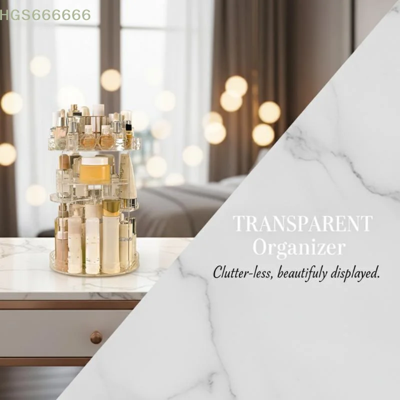 

Transparent Multi-Layer Large Capacity Makeup Storage For Vanity Bathroom Desktop 360 Rotating Acrylic Cosmetic Organizer