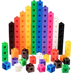 Multilink Contando Stacking Blocks para Crianças, Cubos Matemática, Interlocking Brinquedos Educativos, Presentes para Aprender para Crianças, 100PCs