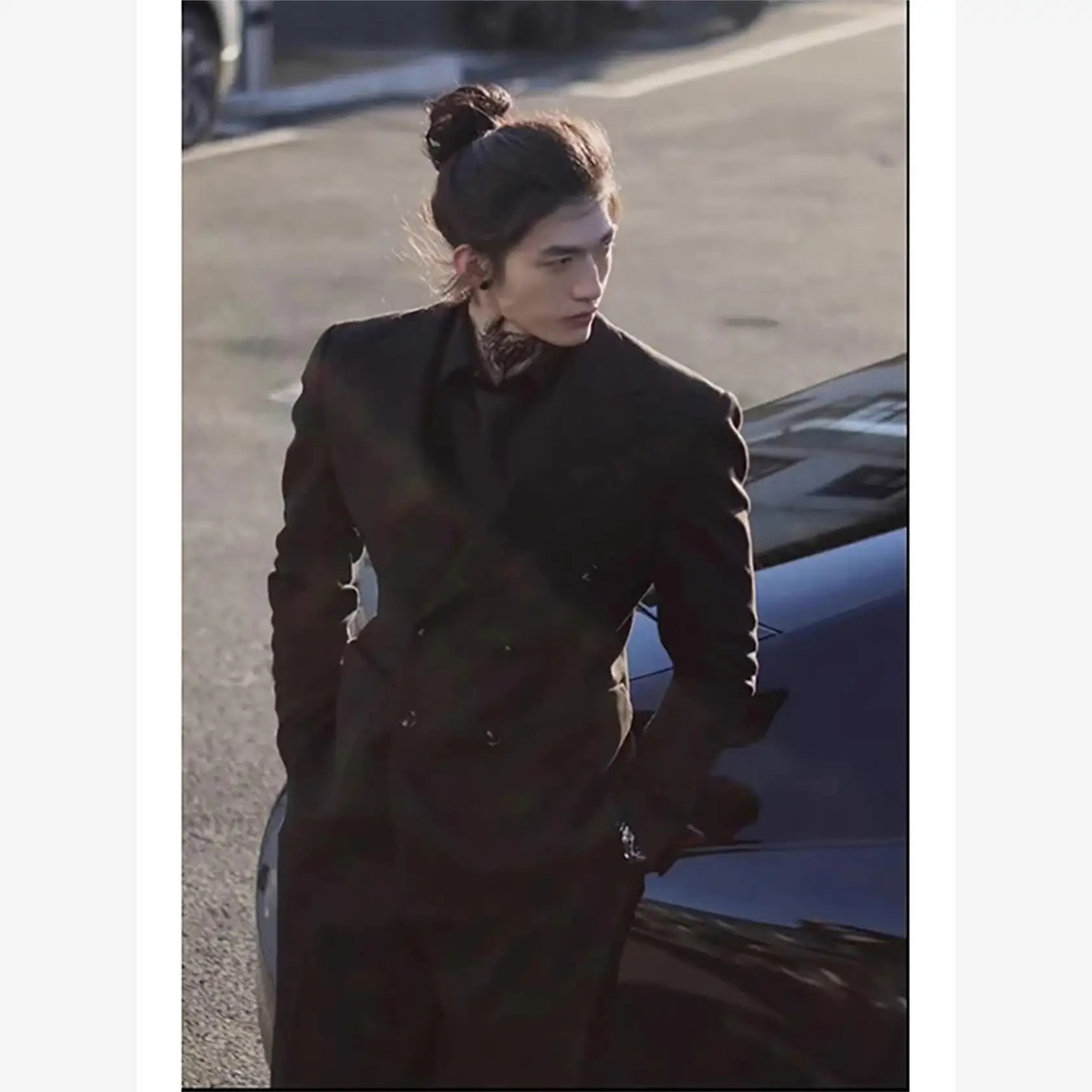 Korean Style Men's Formal Suit Casual Double Row Button Dress Set Teenage Adult Ceremony DK Uniform Loose Fit Long Sleeve