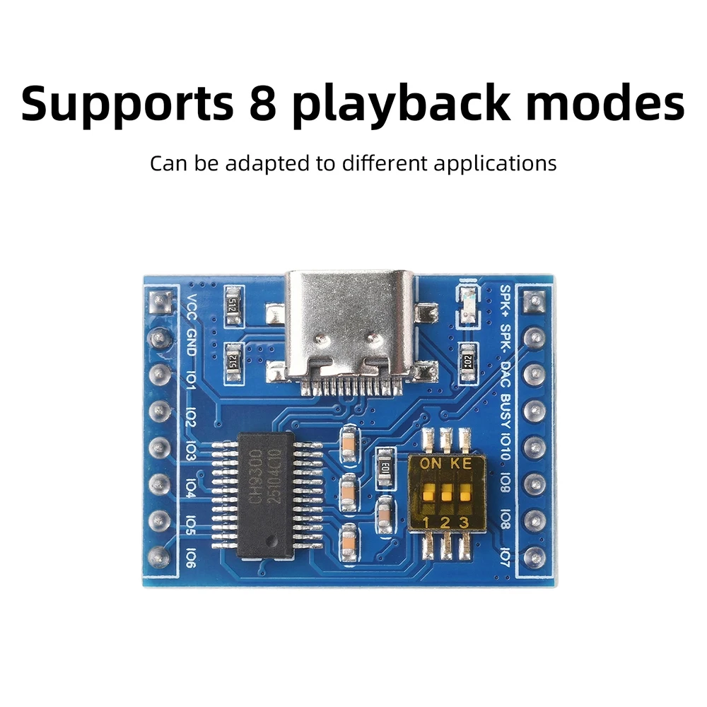 CH9300 Audio-Sprachmodul mit 10 Tasten für Einzelsteuerung der Wiedergabe, unterstützt MP3-Hardware-Dekodierung, Typ-C USB, 4 MB/16 MB/TF-Karte – Detail 5