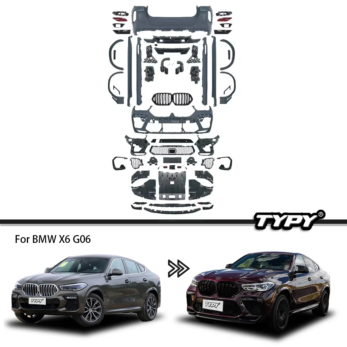 Body Kits For BMW X6 G06 Modified X6M Styles Body Kits Front And Rear Bumpers 1:1 Design Car Accessories