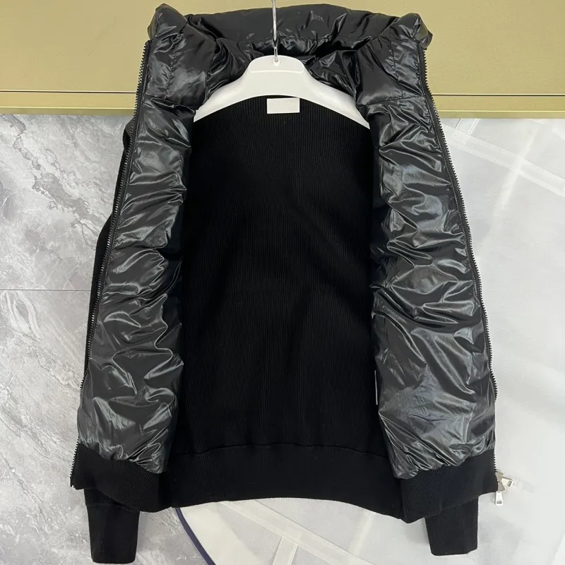 Осенне-зимняя мужская вязаная куртка с капюшоном и пуховым перьями, теплая модная мужская куртка с 3D алфавитом