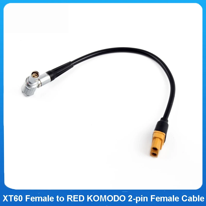 Power Supply Charging Cable XT60 XT-60 Female to RED KOMODO 2-pin Female Right Angle Super Soft Silicone Power Cable