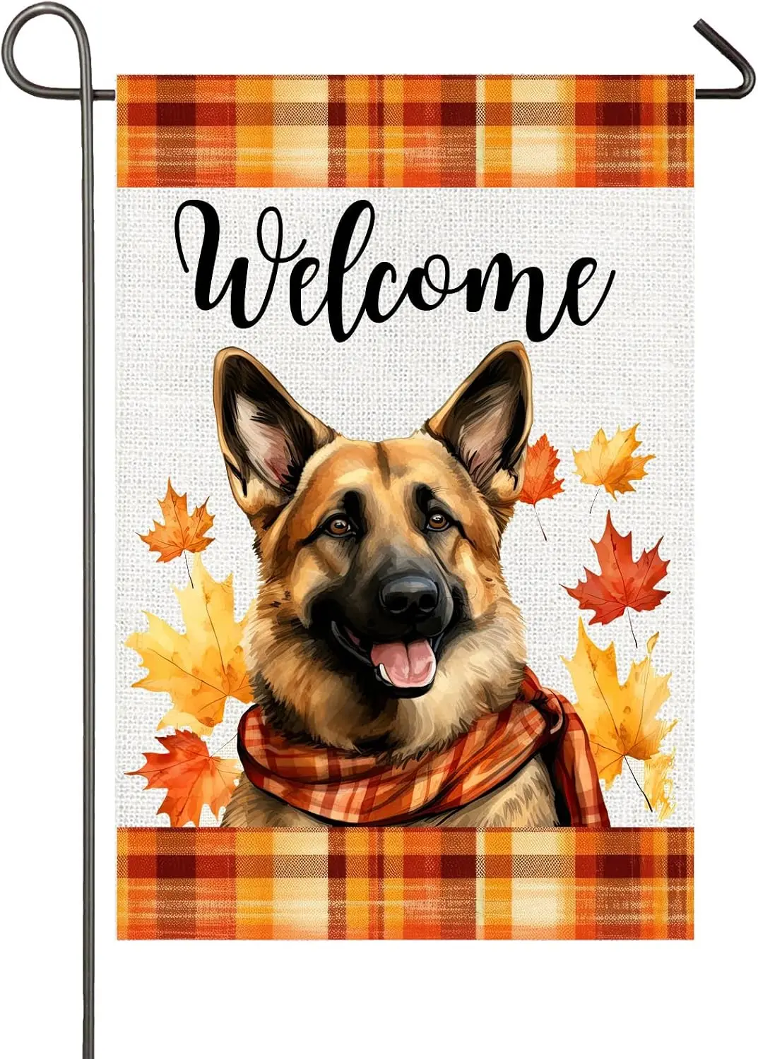 Fall German Shepherd Dog Garden Flag for Outside 12x18 Inch Double Sided Autumn Maple Leaves Welcome Fall Dog Yard Flags Out uui
