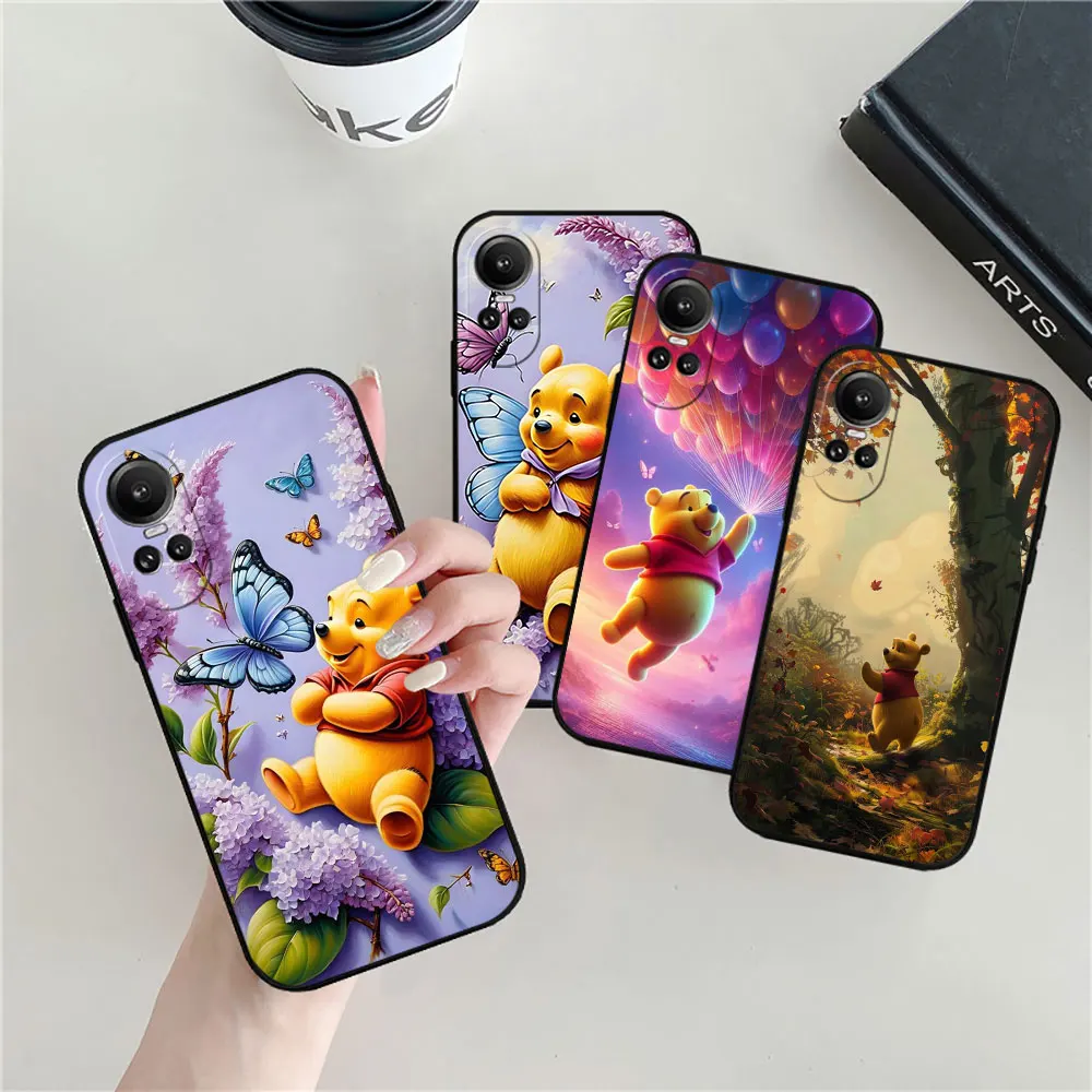 Disney Winnie The Pooh Cute Pooh Phone Case For OPPO Reno 11 11F 10 8 8T 7 7Z 6 6Z 5 4 3 2F Z ACE Pro Plus 5G Black Soft Cover