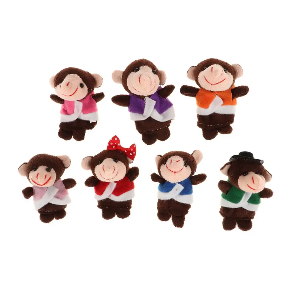 Soft Plush Animal Finger Puppets Set, 7pcs, Time Velvet Animal Style Educational Toys Preschool Kindergarten Gift