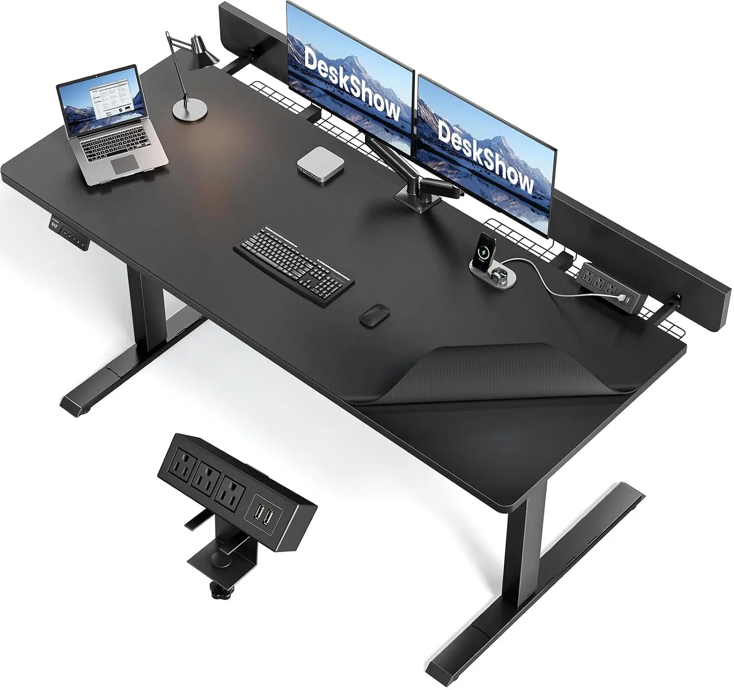 60x30 Electric Standing Desk, Flip-Top Cable Management, Dual-Beam Frame & 3 Memory Presets, Home Office, Customized