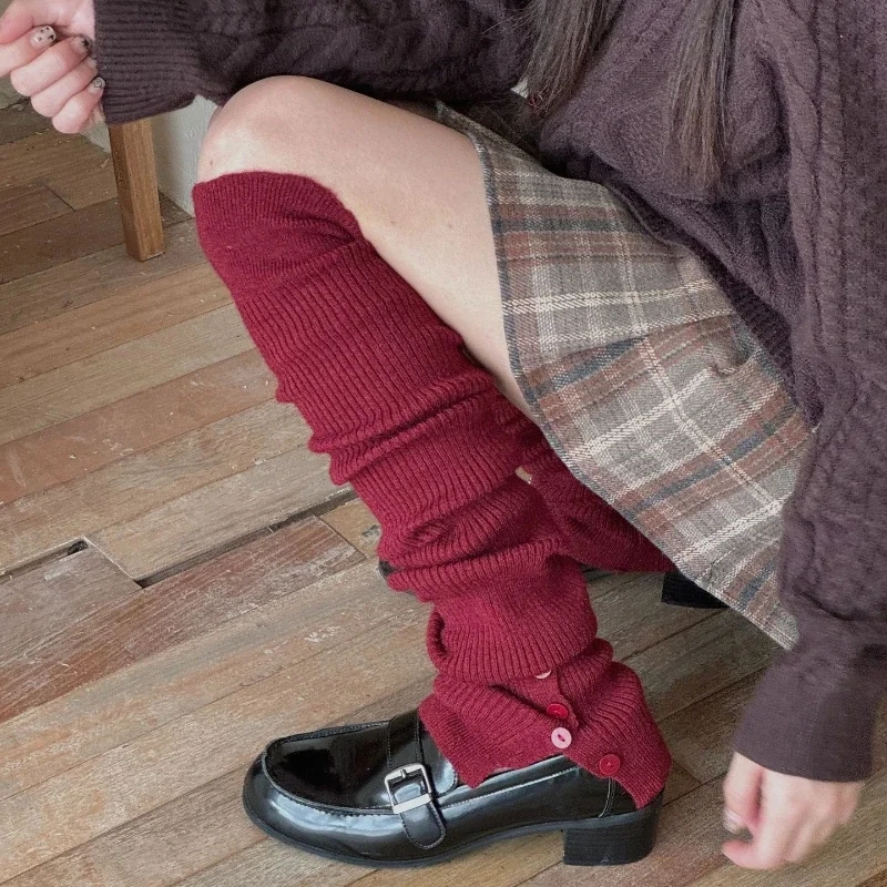 

Retro Leg Warmers 2025 Autumn And Winter Warm Kniited Foot Cover Y2k Girls Solid Color Long Socks Stockings Women JK Leg Warmers