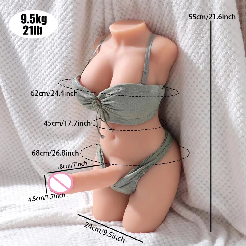 Shemale Half Body Sex Doll Toy For Men Sexy Ladyboy Male Torso Pleasure Doll with Skeleton Dildo Penis Big Boobs Ass Masturbator