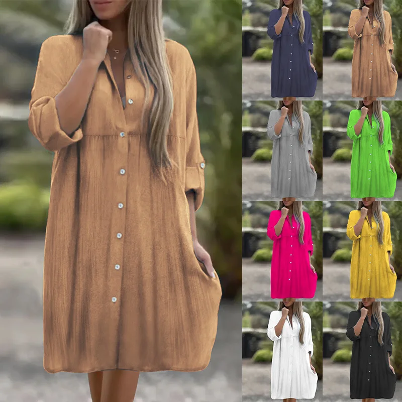 

Женский свободный кардиган из хлопка и льна, однотонное платье Vestidos Mujer Белое Платье