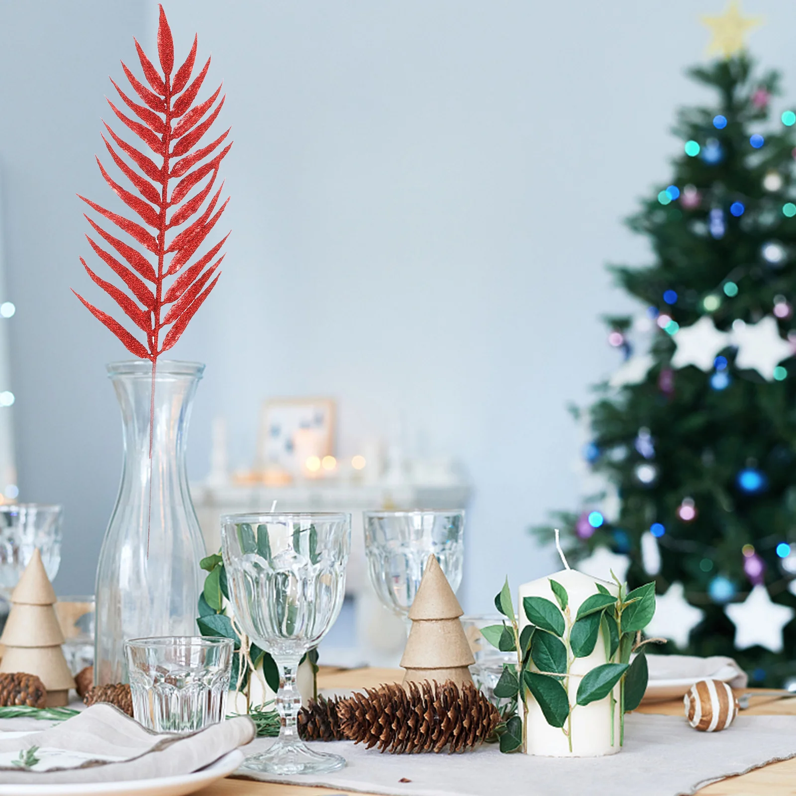 

5Pcs Artificial Leaves Decor Sparkling Sequin Christmas Leaves for Festive Home Party Tree Decoration Ornaments