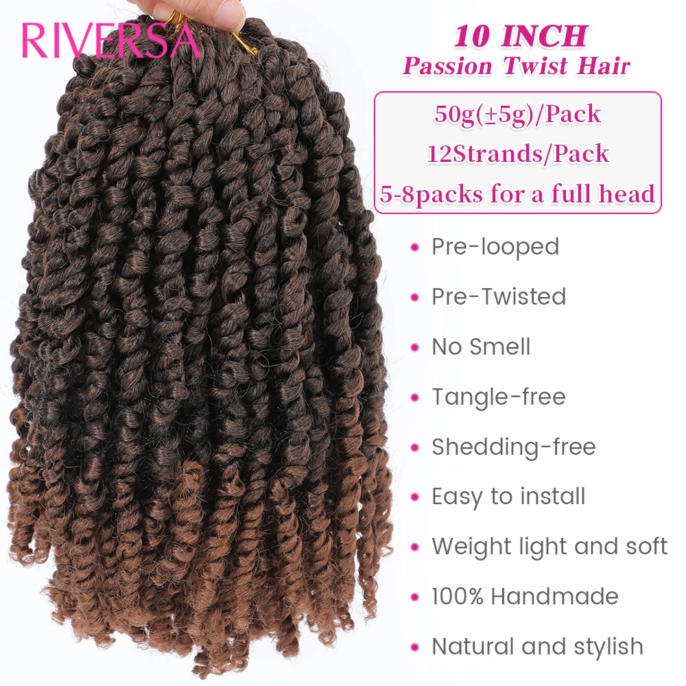 Ombre Passion Twist Crochet Hair 10inch Pre Looped Boho Passion Twists Braids Hair Synthetic Spring Twists Crochet Braiding Hair