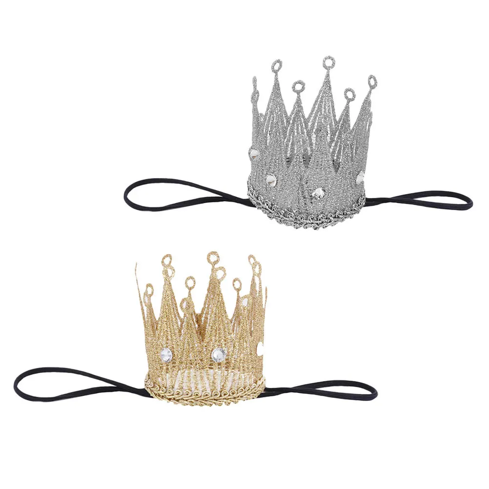 2Pcs Baby Crown Headband Newborn Toddler Girls Boys Festival Christmas Party Wedding Shower Gift Infant Kids Hairband Crown