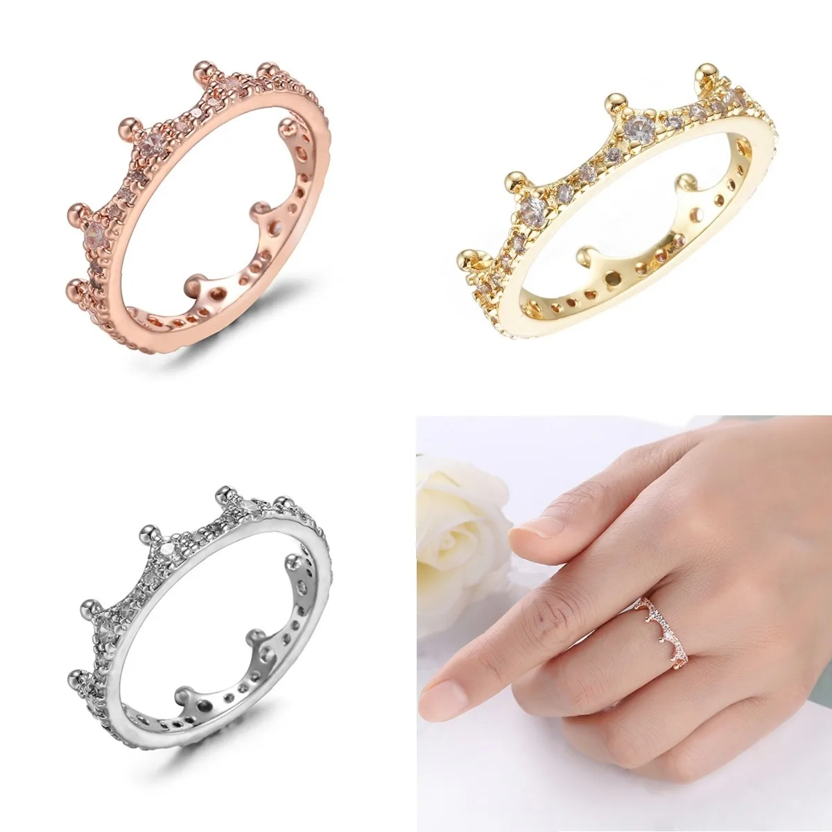 Magic Crown Ladies Ring - Exquisite Zircon Jewelry, Elegant & Versatile Pan Family Style Gift