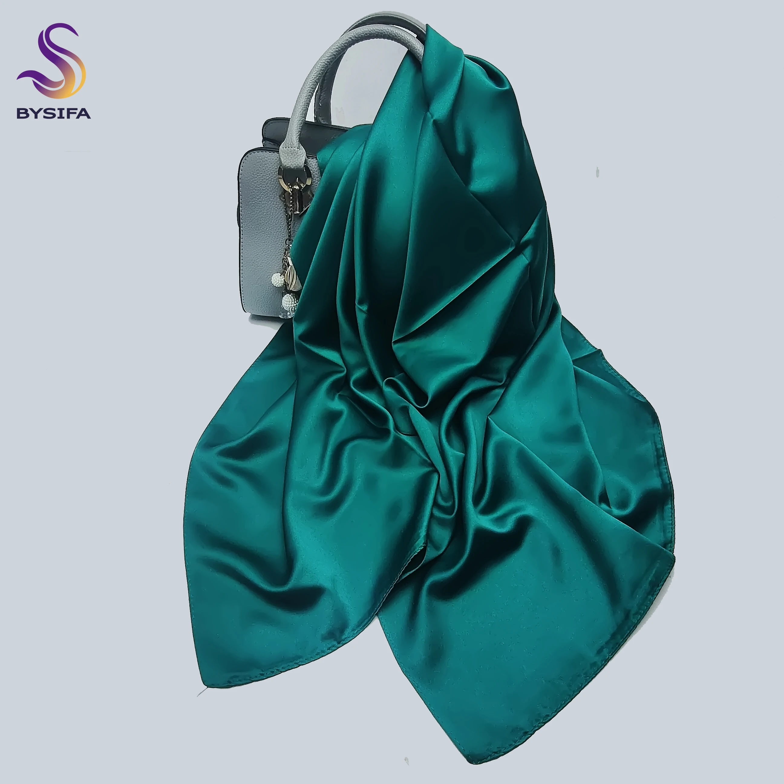 [BYSIFA] Women Scarves Shawls Bufandas Luxury Brand Ladies Matt Muslim Solid Green Head Scarf Spring Fall Matt Satin Scarf Cape