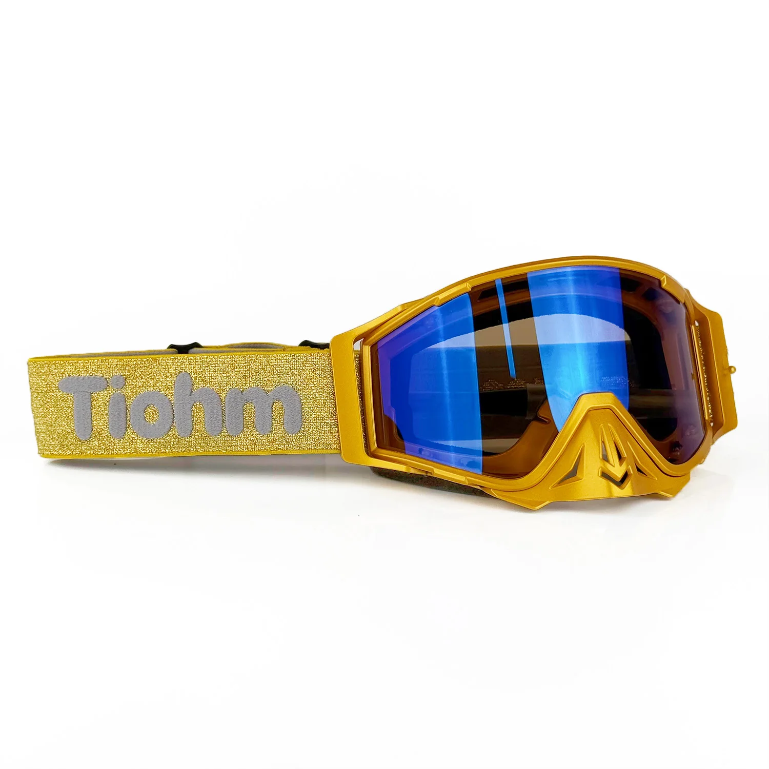 Golden Protective Nose Motorcycle Goggles UV400 Anti-Scratch Suitable for Off-Road ATV MX Various Environments Rider Helmet
