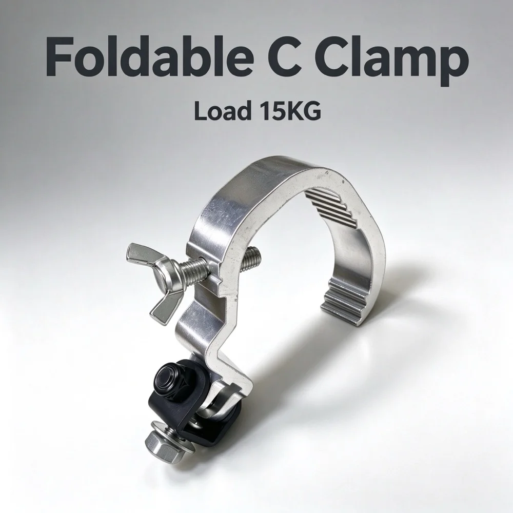 Lightweight Clamp Aluminum Foldable C Clamp 15KG(33LB) SWL for LED Par Stage Lighting Truss Installation Mobile Lighting Setup