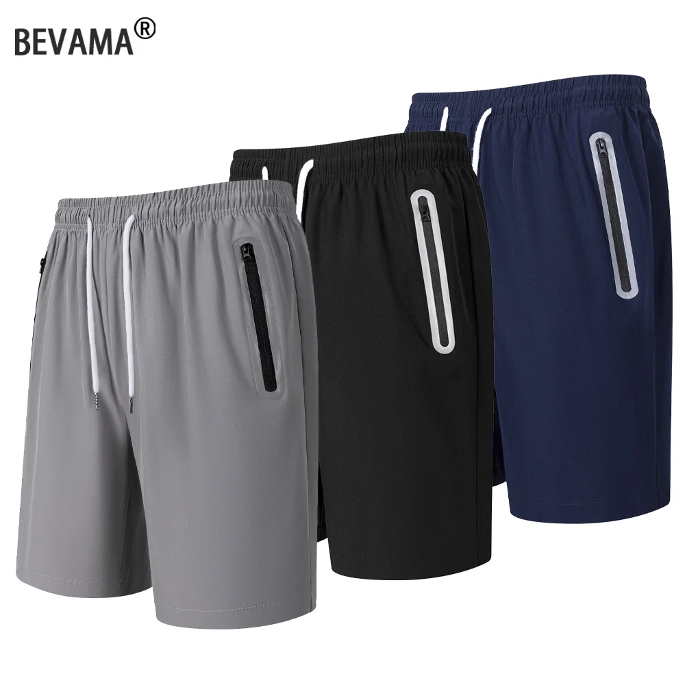 Zipper Pocket Casual Sports Shorts Men's Summer Loose Leisure Running Basketball Shorts Elastic Waist Drawstring Loose Shorts