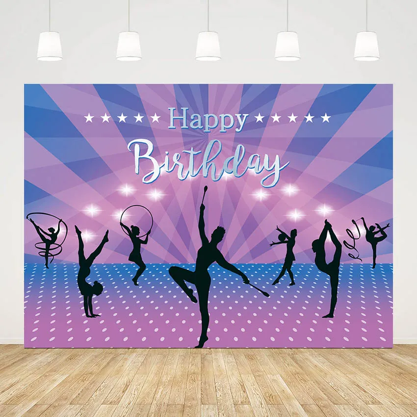 

Mehofond Photography Background Gymnastics Tumble Girl Birthday Party Gymnasts Flip Jump Play Light Decor Photo Backdrop Studio