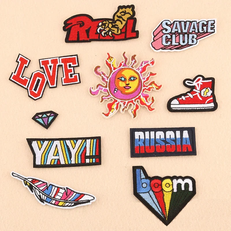 1pcs Mix number POW Patch for Clothing Iron on Embroidered Sew Applique Cute Patch Fabric Badge Garment  Apparel Accessories -12