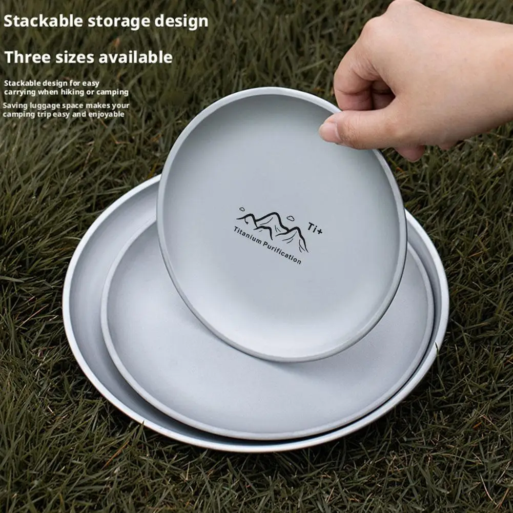 Camping Ultra Lightweight Titanium Camping Plate | Stackable Outdoor Dining Tableware | For Backpacking Hiking Picnic Barbecue