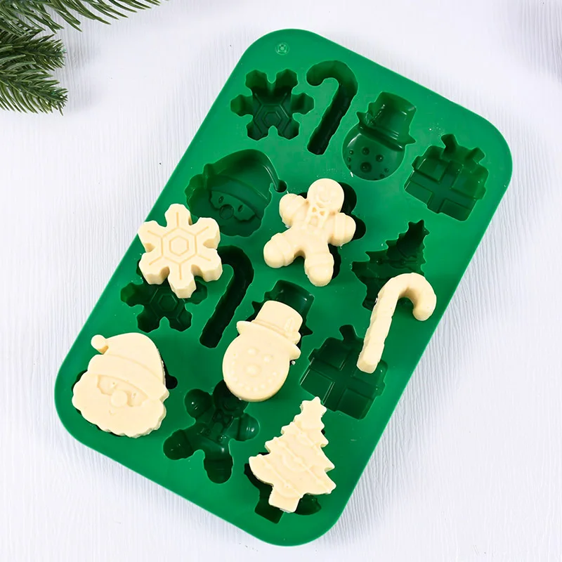 Christmas Silicone Chocolate Candy Moulds Snowflake Snowman Santa Xmas Tree Gingerbread Man DIY Baking Mold Party Supplies