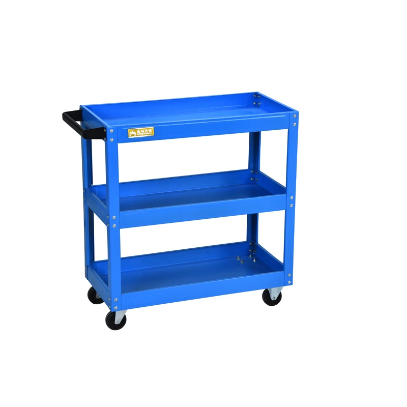 Customizable 3-Plate Heavy Duty Rolling Workshop Tool Cart Mechanic Utility Storage Trolley With OEM Support