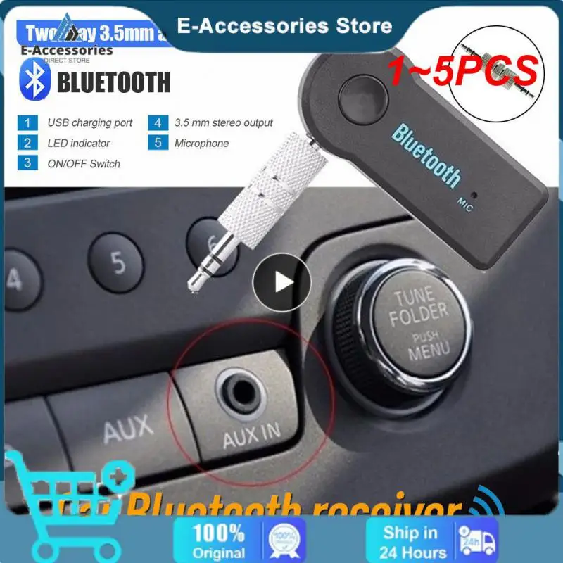 1~5PCS in1 Wireless bluetooth-compatible 5.0 Receiver Adapter 3.5mm Jack For Car Music Audio Aux A2dp Headphone Reciever