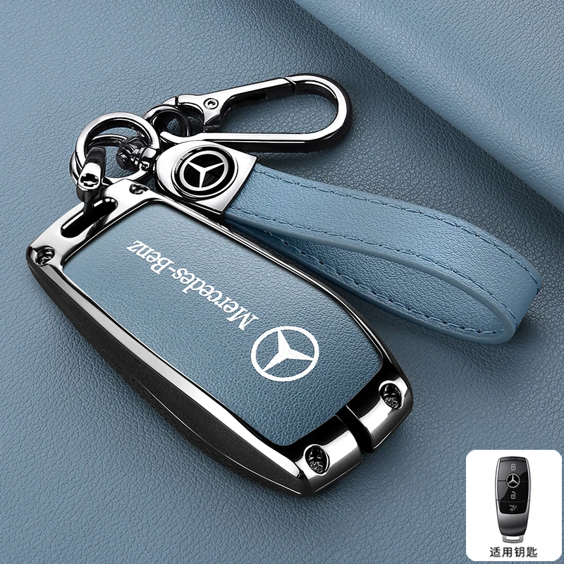 

Metal Leather Car Smart Key Case Cover Protection Shell For Mercedes Benz W205 W206 W204 W213 W177 W223 W247 GLC GLA CLA GLB GLS