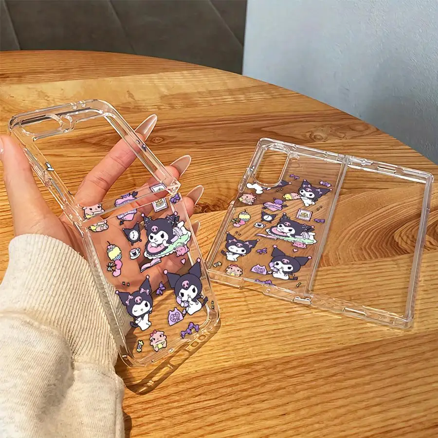 Transparent Soft Phone Cover Case for Samsung Galaxy Z Fold 8 Ultra ZFold8Ultra Z Flip 6 5 4 3 Z Fold 7 6 5 4 3 Sanrio Kuromi