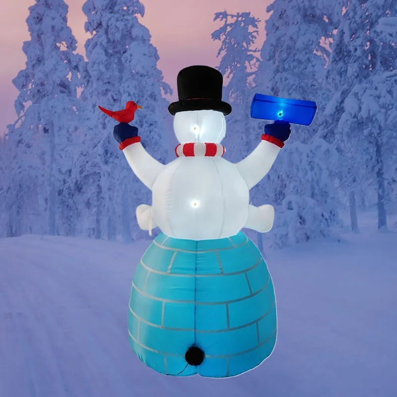 1.8m/5.9FT Christmas Decor Inflatable Snowman Penguin Build-in LED Lights Indoor Ornament Xmas Party Outdoor Prop Decoration