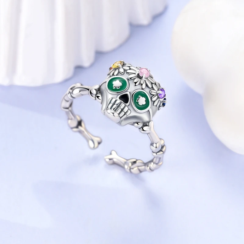 خواتم 925 فضة عظام الجمجمة Bowknot تاج الحب القلب عين الشر خواتم للنساء حفلة عيد ميلاد الزفاف مجوهرات الأزياء