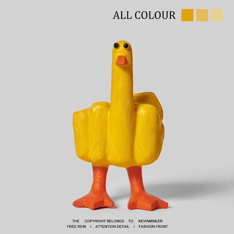 Engraçado dedo médio pato resina estatueta criativo mesa ornamento mordaça presente para amigos mesa de escritório decoração para casa escultura artesanato