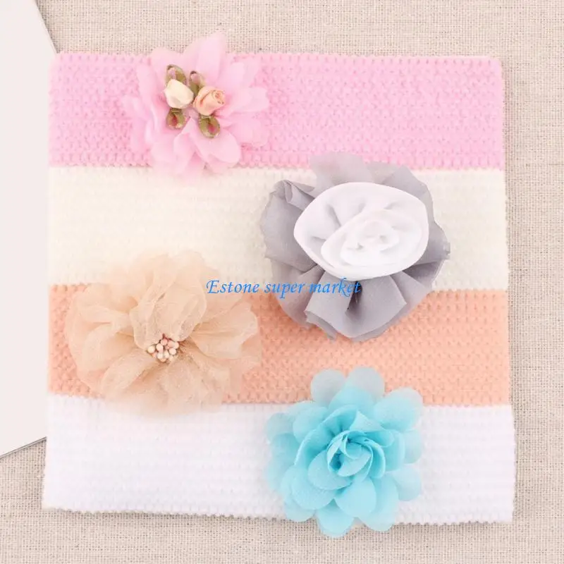 

090B Children's Headwear with Flower Charm, 4pcs/pack Baby Headband Fontanelle Protections Headdress Photoshoots Props