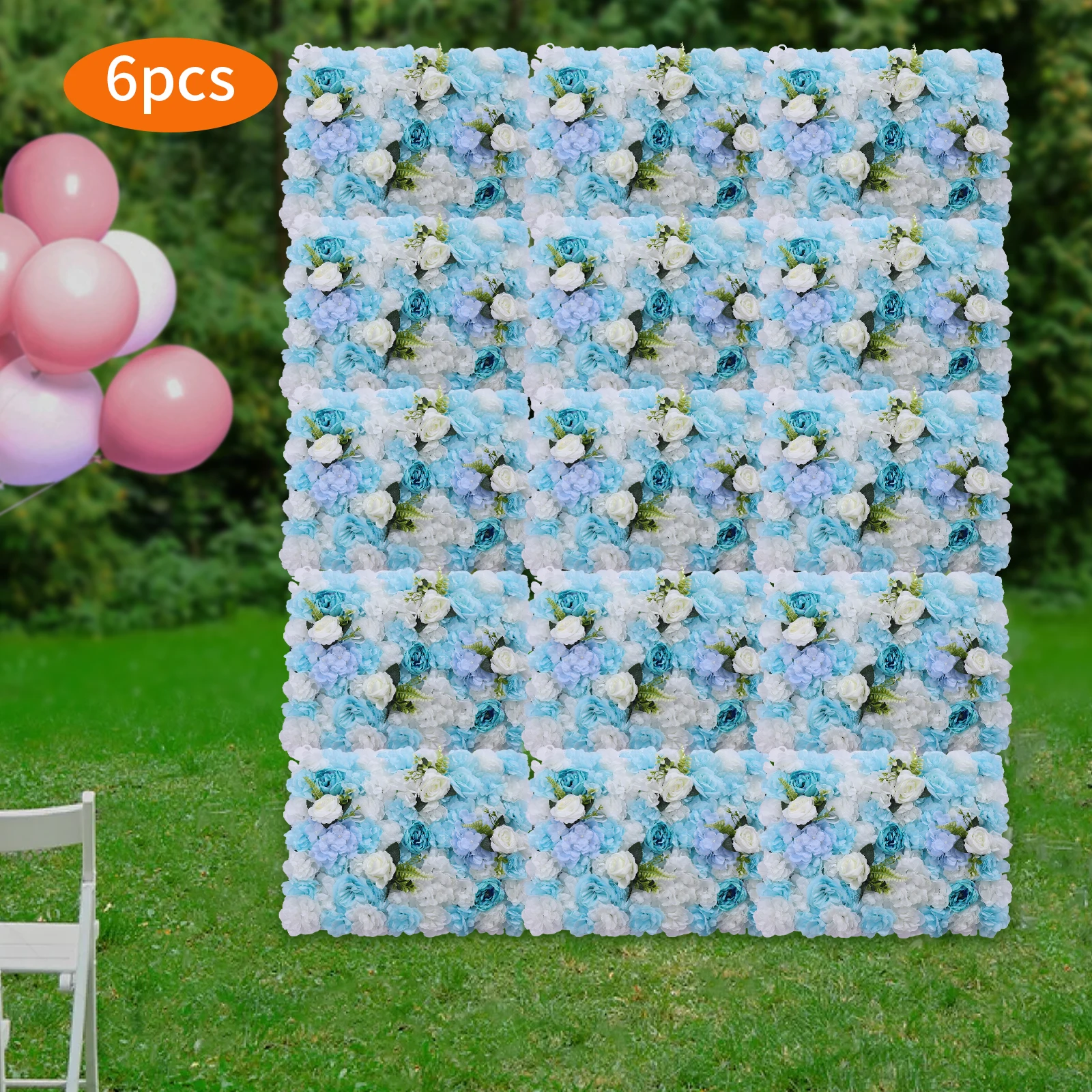 6 Pcs Blue and White Flower Wall Decor, 24