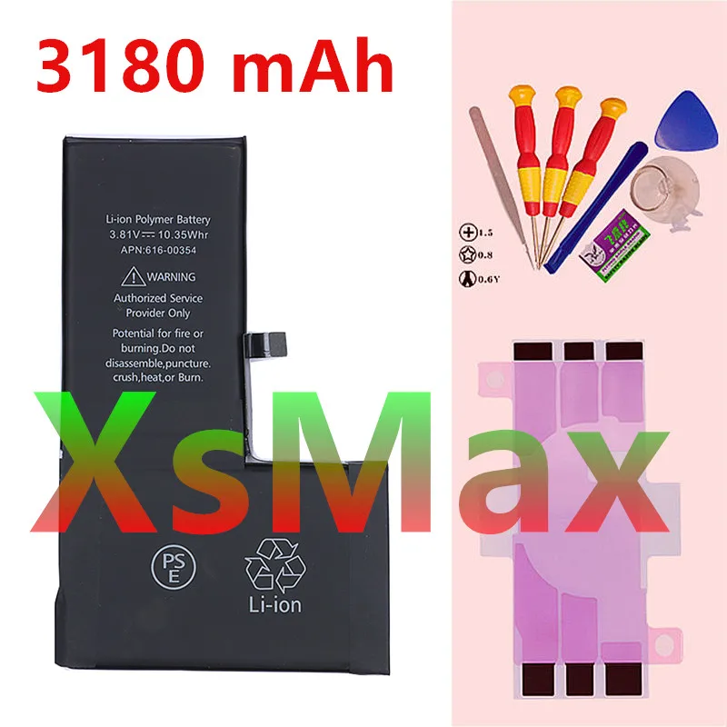 For iPhone Xs Max Best Battery 3180mAh Replacement Batteria + Free Tools XsMax A2101 A2102 A2104 A1921 Health 100% Zero Cycle