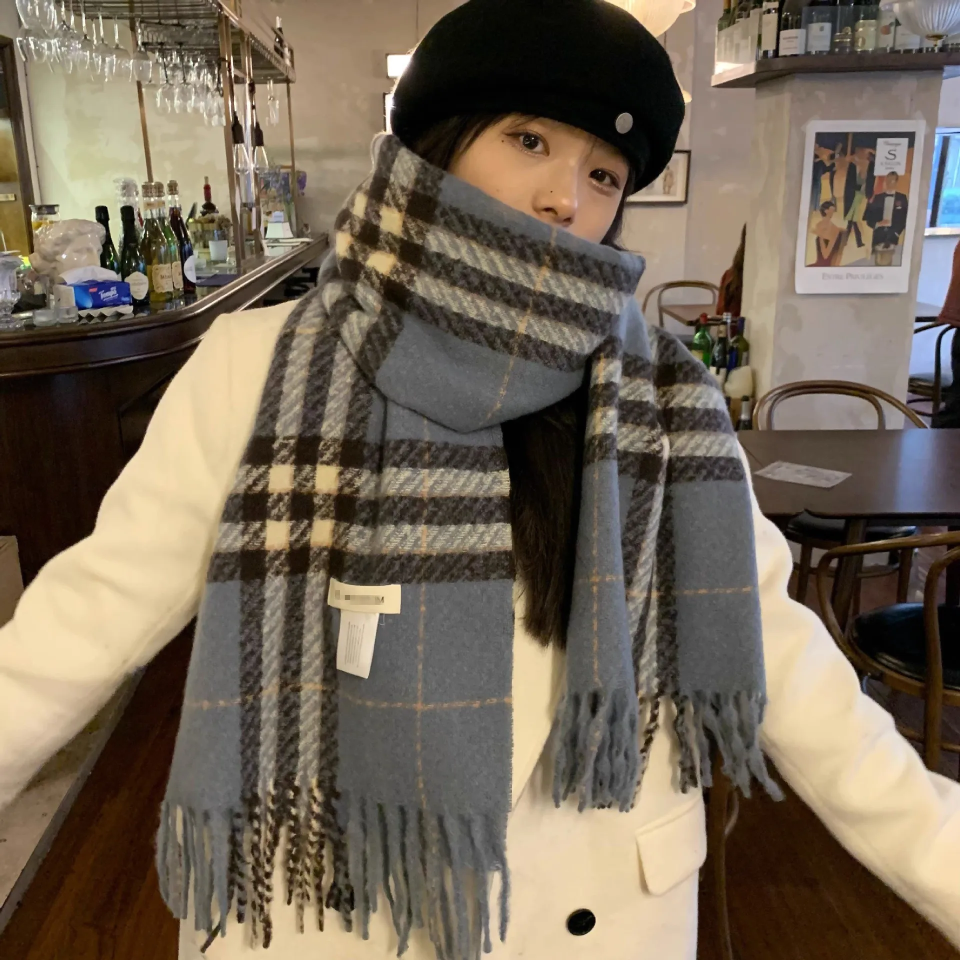 Women British Classic Scarf Female Winter Soft Comfort Korean Version Of Everything Color Red Blue Beige Olive Green Christmas