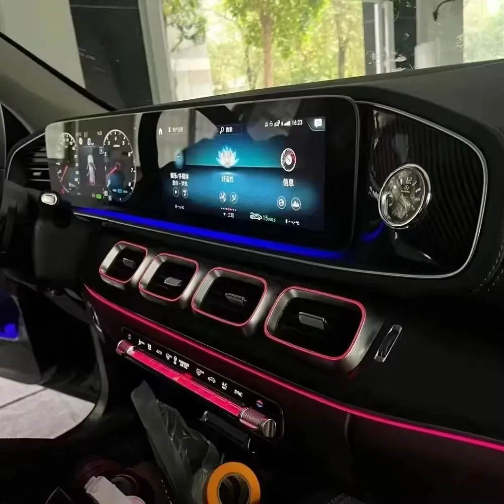 4 PCS ABS Central Control Air Outlet Vent Trim with 64 Color LED Ambient Light for Mercedes Benz GLE/GLS X167 W167