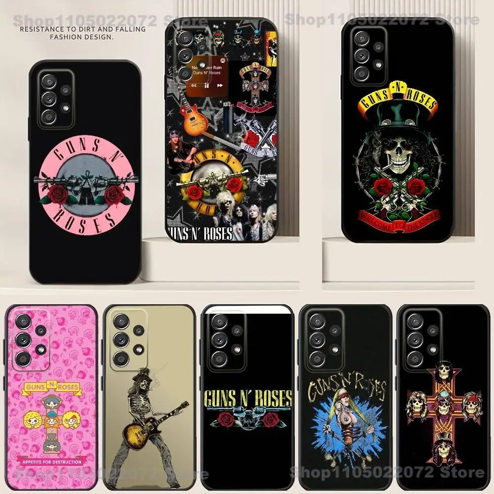 

Band G-Guns N Roses Phone Case For Samsung S24,21,22,23,30,Ultra,20,Plus,Note,10,9,Black soft silicone case