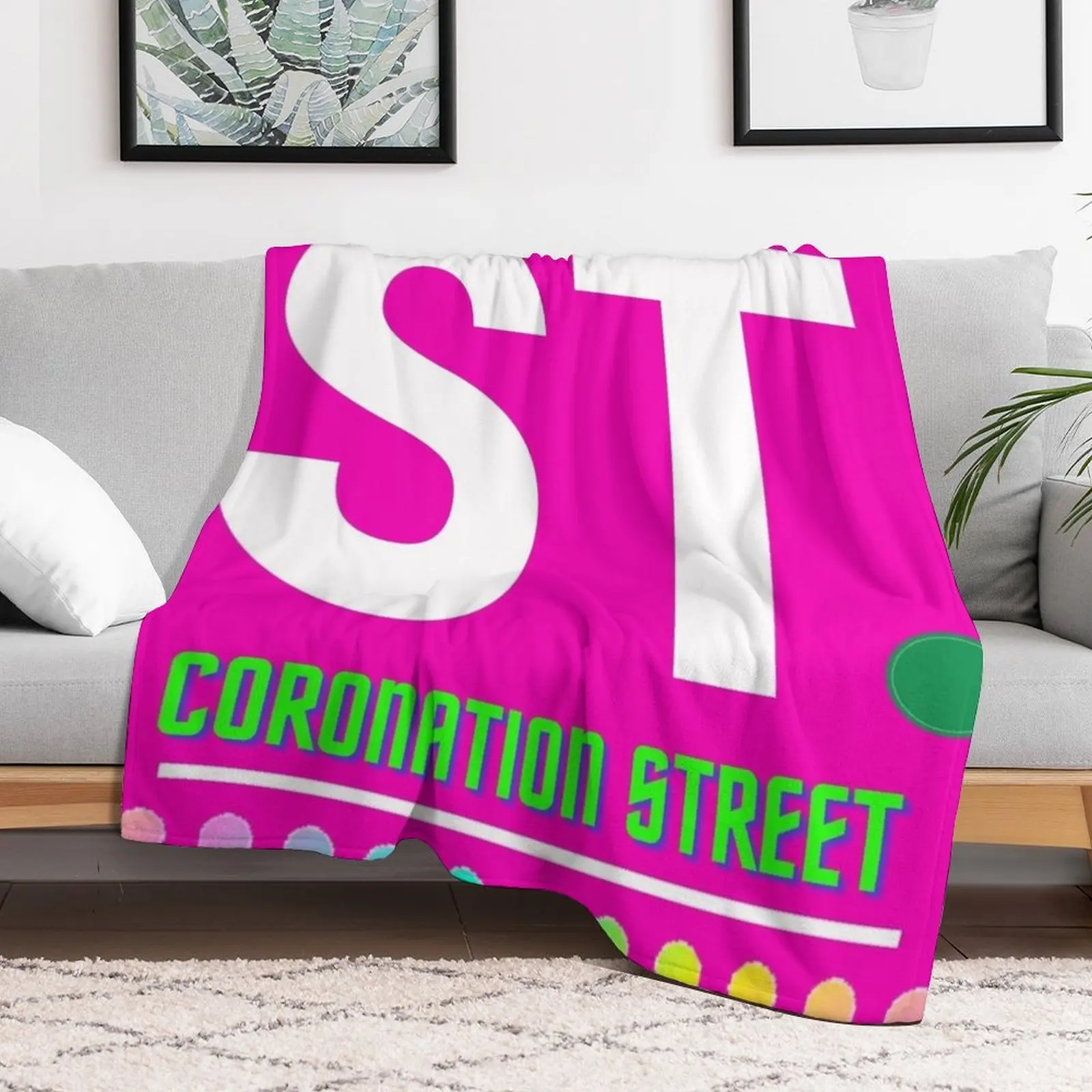 Colorful and fashionable logo design of Coronation Street Throw Blanket Versatile Cozy Throw Blanket for All Occasions